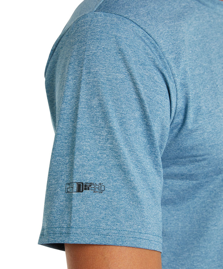 24/7 Hybrid UV Short Sleeve Rashie Surf Tee - Smoke Blue