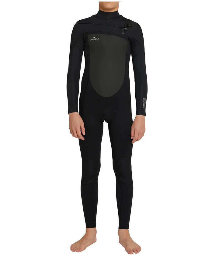 Kids Focus 3/2 Chest Zip Steamer Kids Wetsuit - Black