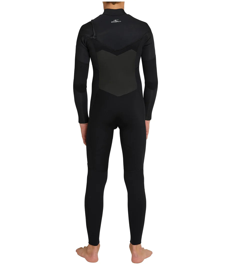 Kids Focus 3/2 Chest Zip Steamer Kids Wetsuit - Black